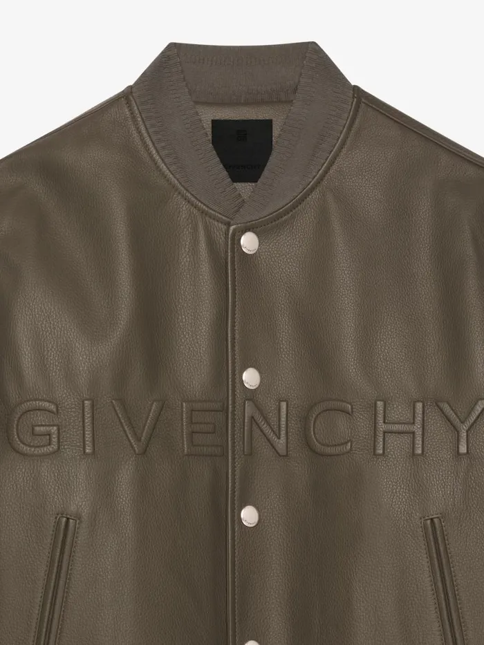 Varsity Jacket In Leather Khaki Men Givenchy Coats and Jackets