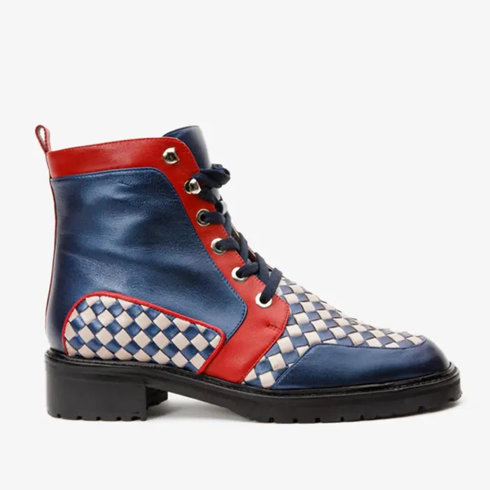 Vinci Leather Boots and Booties The Black River Navy Blue Handwoven Leather Ankle Boot 8211 Women Vinci Leather Boots and Booties The Black River Navy Blue Handwoven Leather Ankle Boot 8211 Women