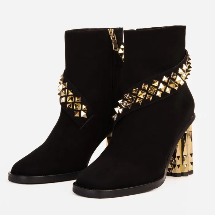 Vinci Leather Boots and Booties The Metal Black Suede Leather Block Heel Boot 8211 Women