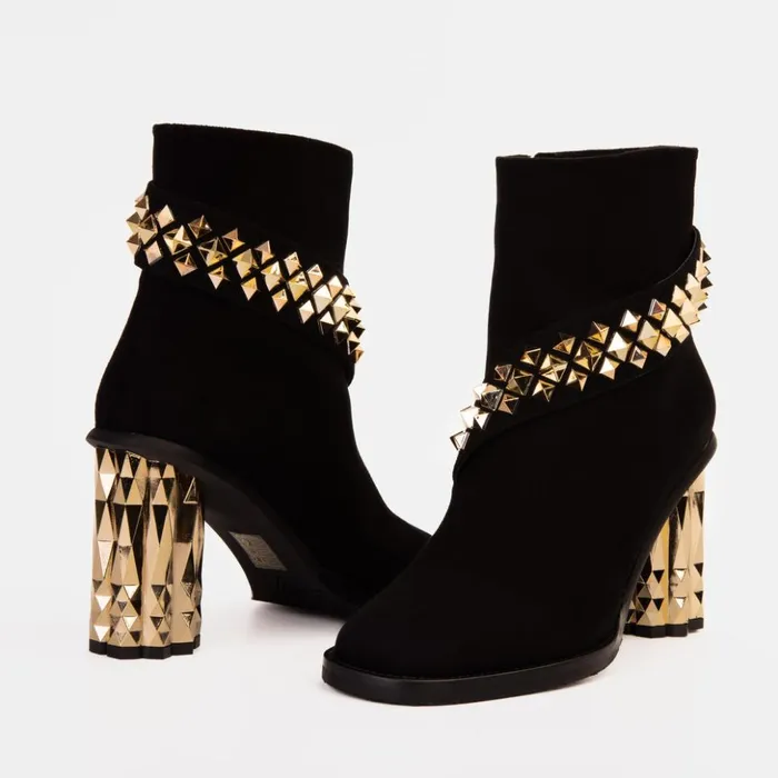Vinci Leather Boots and Booties The Metal Black Suede Leather Block Heel Boot 8211 Women