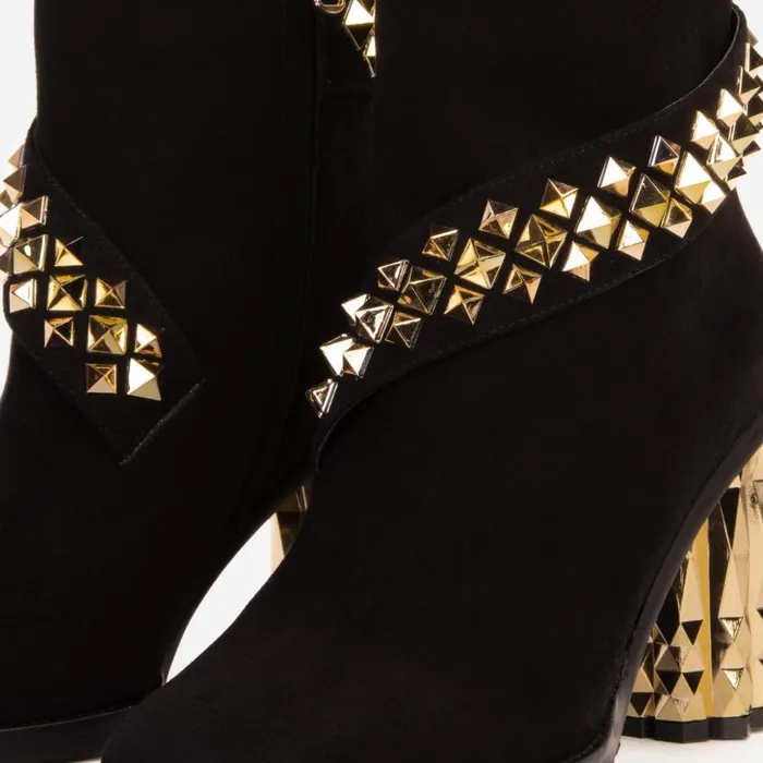 Vinci Leather Boots and Booties The Metal Black Suede Leather Block Heel Boot 8211 Women