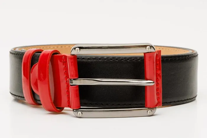 Vinci Leather Leather Belts The Maratea Black and Red Leather Belt 8211 Men