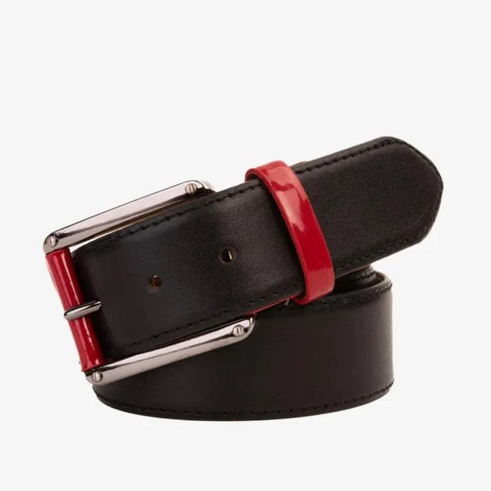 Vinci Leather Leather Belts The Maratea Black and Red Leather Belt 8211 Men