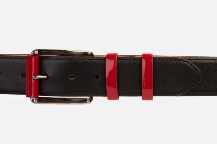Vinci Leather Leather Belts The Maratea Black and Red Leather Belt 8211 Men