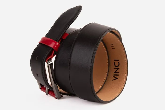 Vinci Leather Leather Belts The Maratea Black and Red Leather Belt 8211 Men