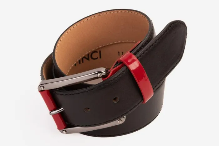 Vinci Leather Leather Belts The Maratea Black and Red Leather Belt 8211 Men