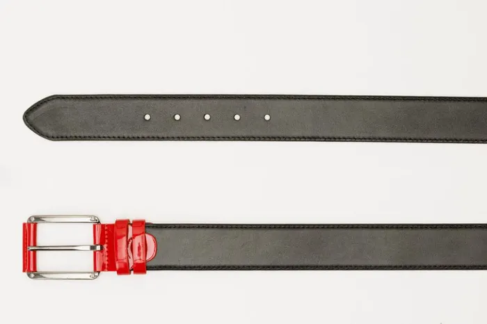 Vinci Leather Leather Belts The Maratea Black and Red Leather Belt 8211 Men