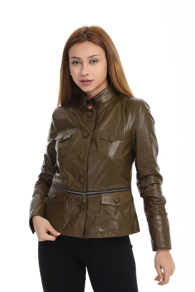 Vinci Leather Leather Jackets The Shunk Pyhtn Khaki Leather Jacket 8211 Women Vinci Leather Leather Jackets The Shunk Pyhtn Khaki Leather Jacket 8211 Women