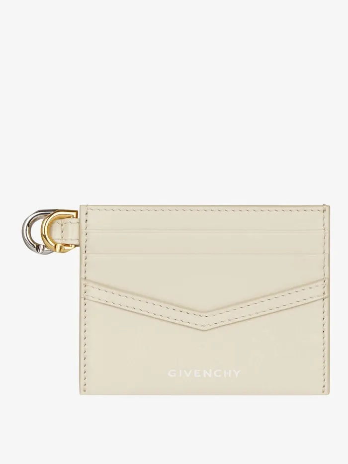 Voyou Card Holder In Leather Natural Beige Women Givenchy Wallets and Card Holders