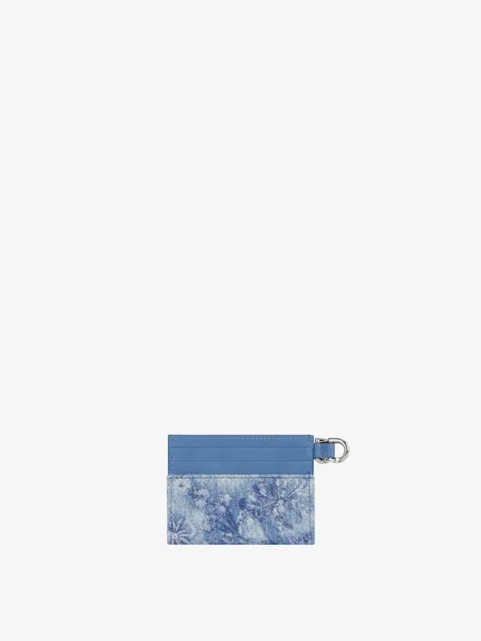 Voyou Card Holder In Washed Embroidered Denim Medium Blue Women Givenchy Wallets and Card Holders