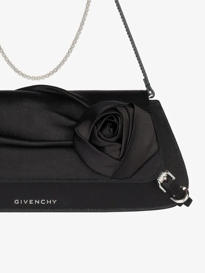 Voyou Clutch Bag In Draped Satin With Floral Ornament Black Women Givenchy Shoulder Bags