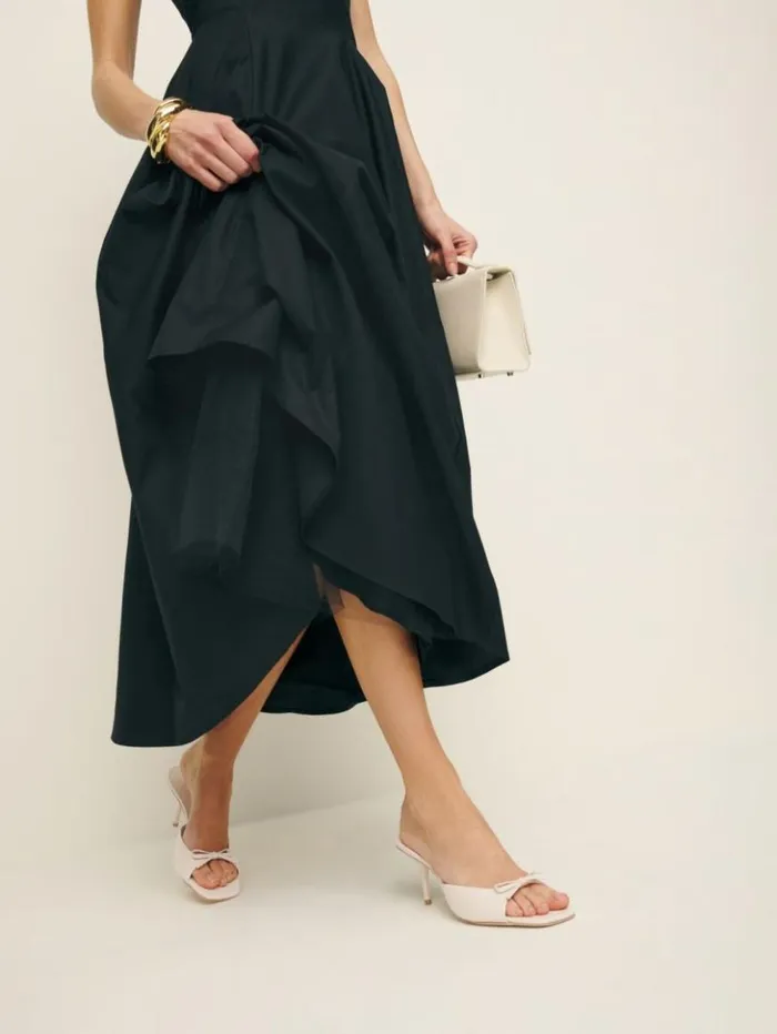 WeddingsShoes The Reformation Clementine Heeled Mule Sandal Almond Leather