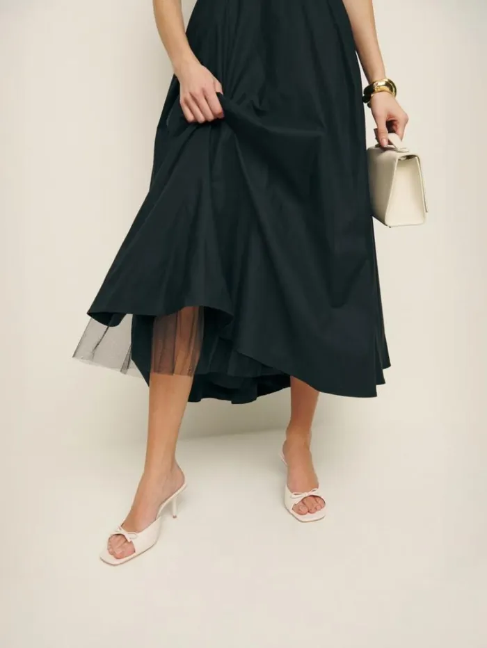 WeddingsShoes The Reformation Clementine Heeled Mule Sandal Almond Leather
