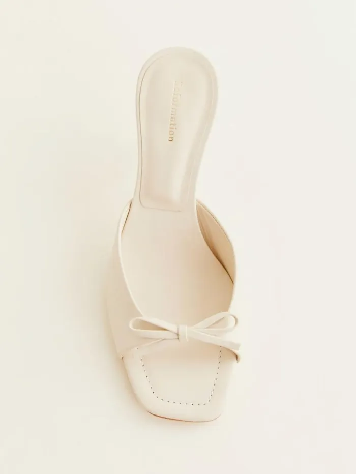 WeddingsShoes The Reformation Clementine Heeled Mule Sandal Almond Leather