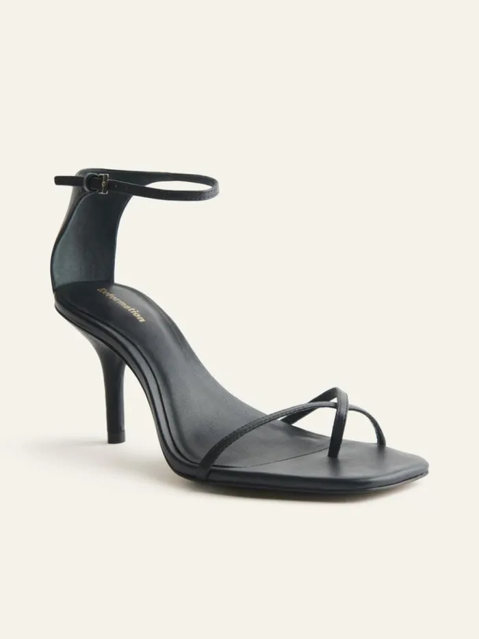 WeddingsShoes The Reformation Gigi Strappy Mid Heel Sandal Black