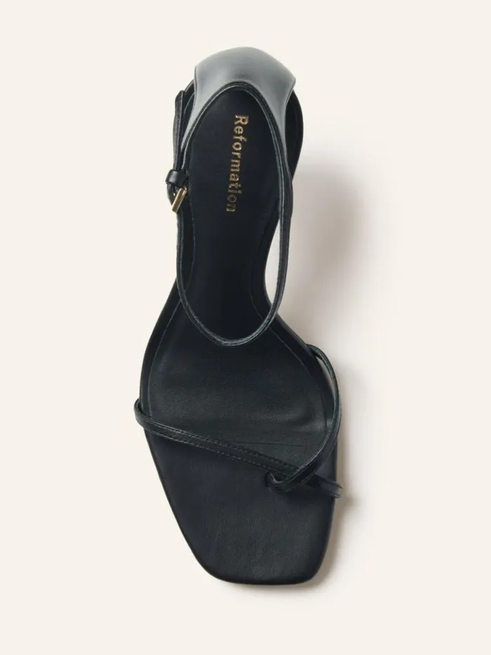 WeddingsShoes The Reformation Gigi Strappy Mid Heel Sandal Black