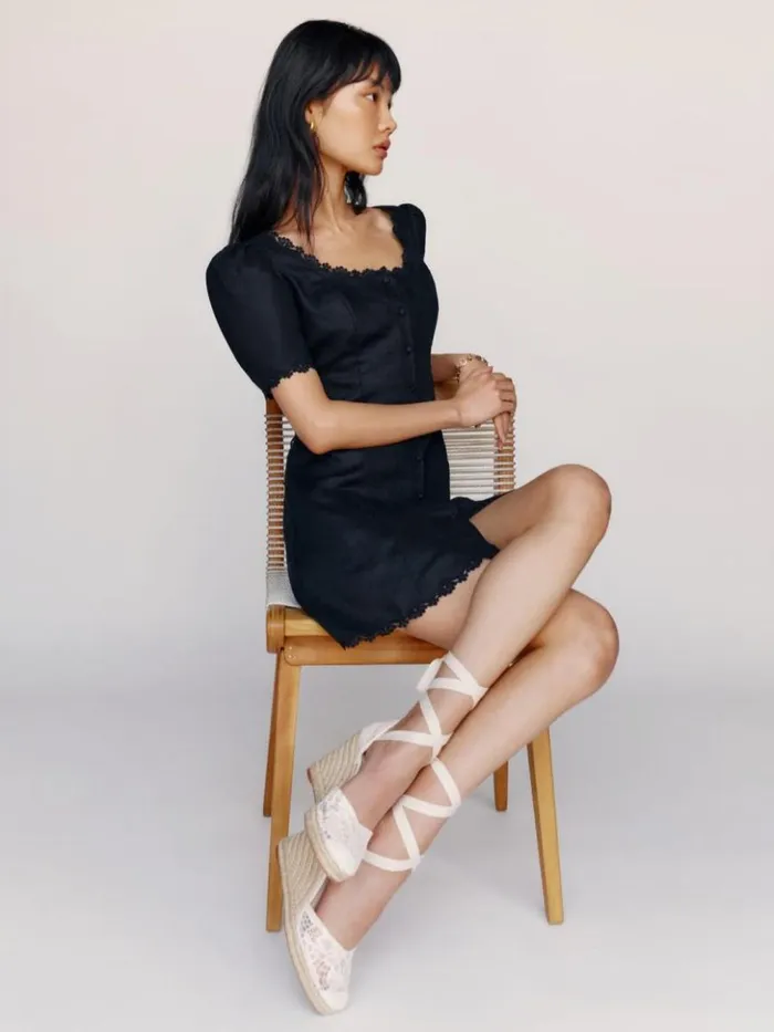 Weddings The Reformation Camilla Lace Up Wedge Espadrille White Lace