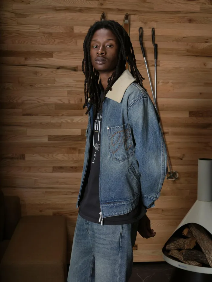 WESTERN ZIP UP DENIM JACKET Men Rhude Denim WESTERN ZIP UP DENIM JACKET Men Rhude Denim