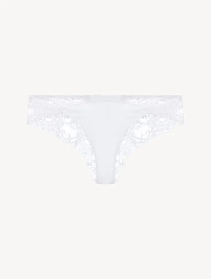 White Cotton Brazilian Briefs Lingerie La Perla Brazilian