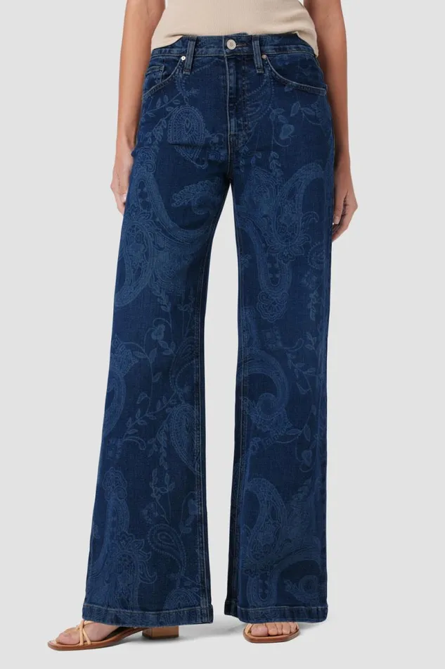 Wide Leg Women Hudson Jeans Jodie HighRise Loose Wide Leg Jean Indigo Paisley
