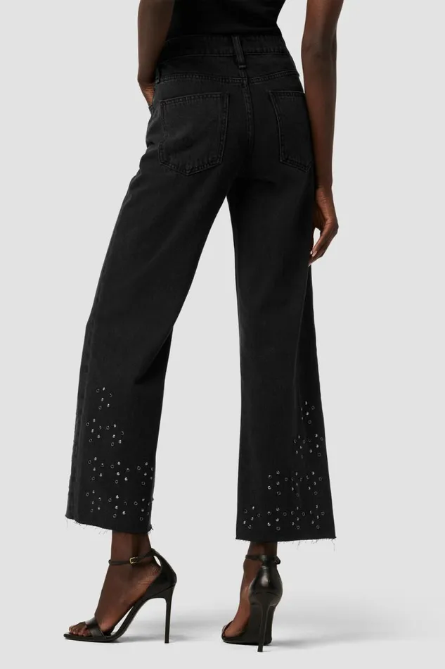 Wide Leg Women Hudson Jeans Rosie HighRise Wide Leg Ankle Jean Black Glitter Wide Leg Women Hudson Jeans Rosie HighRise Wide Leg Ankle Jean Black Glitter
