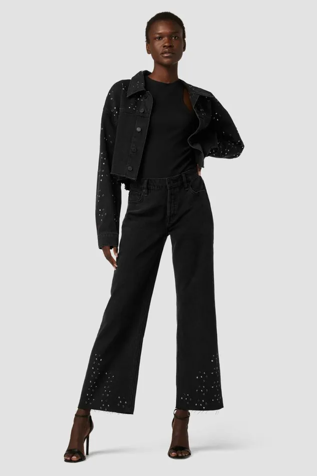 Wide Leg Women Hudson Jeans Rosie HighRise Wide Leg Ankle Jean Black Glitter Wide Leg Women Hudson Jeans Rosie HighRise Wide Leg Ankle Jean Black Glitter
