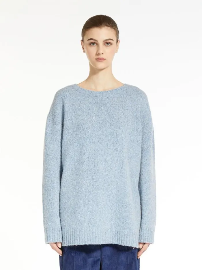 Woman Alpaca And Wool Yarn Sweater Light Blue Maxmara Knitwear And Sweatshirts Woman Alpaca And Wool Yarn Sweater Light Blue Maxmara Knitwear And Sweatshirts