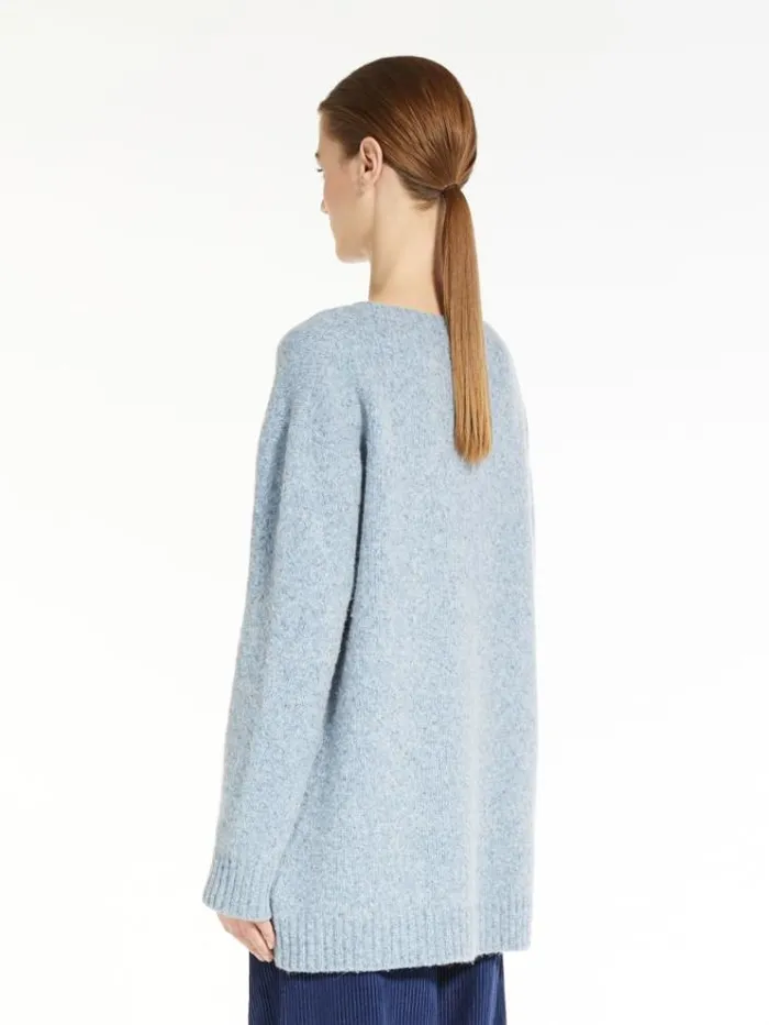 Woman Alpaca And Wool Yarn Sweater Light Blue Maxmara Knitwear And Sweatshirts Woman Alpaca And Wool Yarn Sweater Light Blue Maxmara Knitwear And Sweatshirts