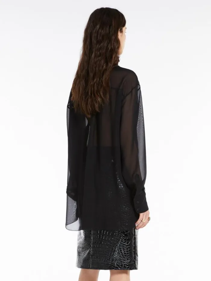 Woman Blouse With Sash Collar Black Maxmara Shirts And Tops Woman Blouse With Sash Collar Black Maxmara Shirts And Tops