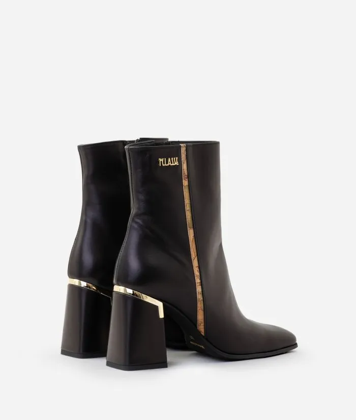 Woman Boots and Booties Alviero Martini Smooth Leather Square Toe Ankle Boots Black