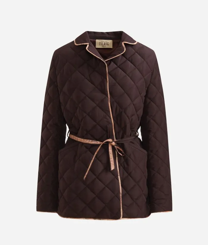 Woman Coats and Jackets Alviero Martini Padded Nylon Jacket With Belt Chocolate