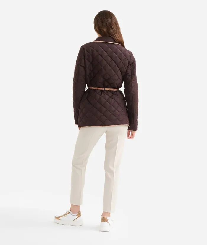 Woman Coats and Jackets Alviero Martini Padded Nylon Jacket With Belt Chocolate