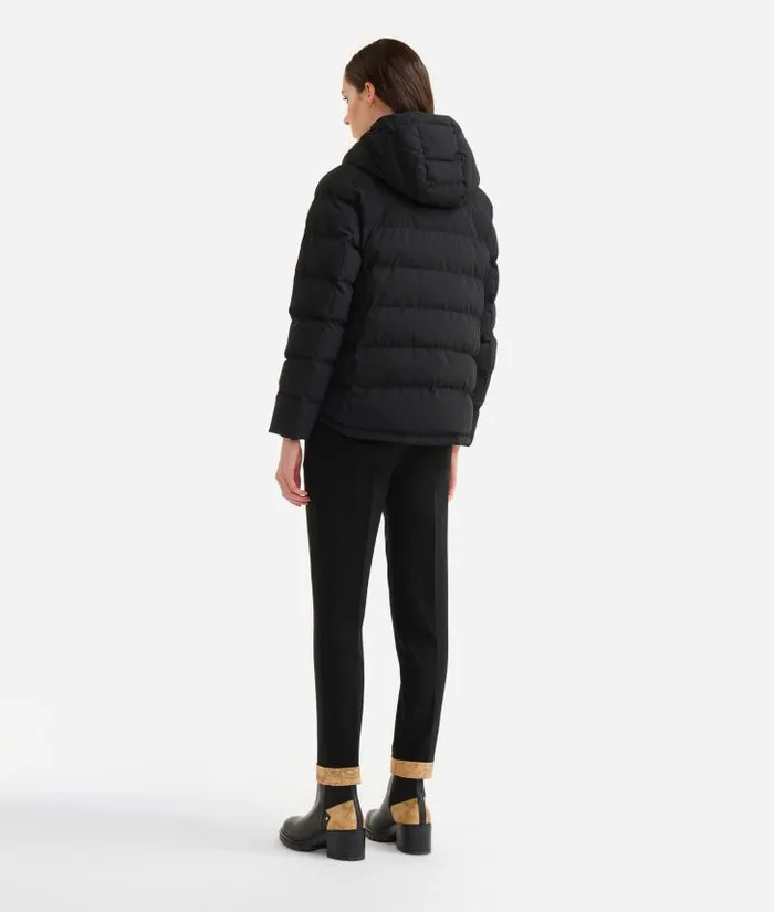 Woman Coats and Jackets Alviero Martini Short Padded Nylon Pea Coat Black