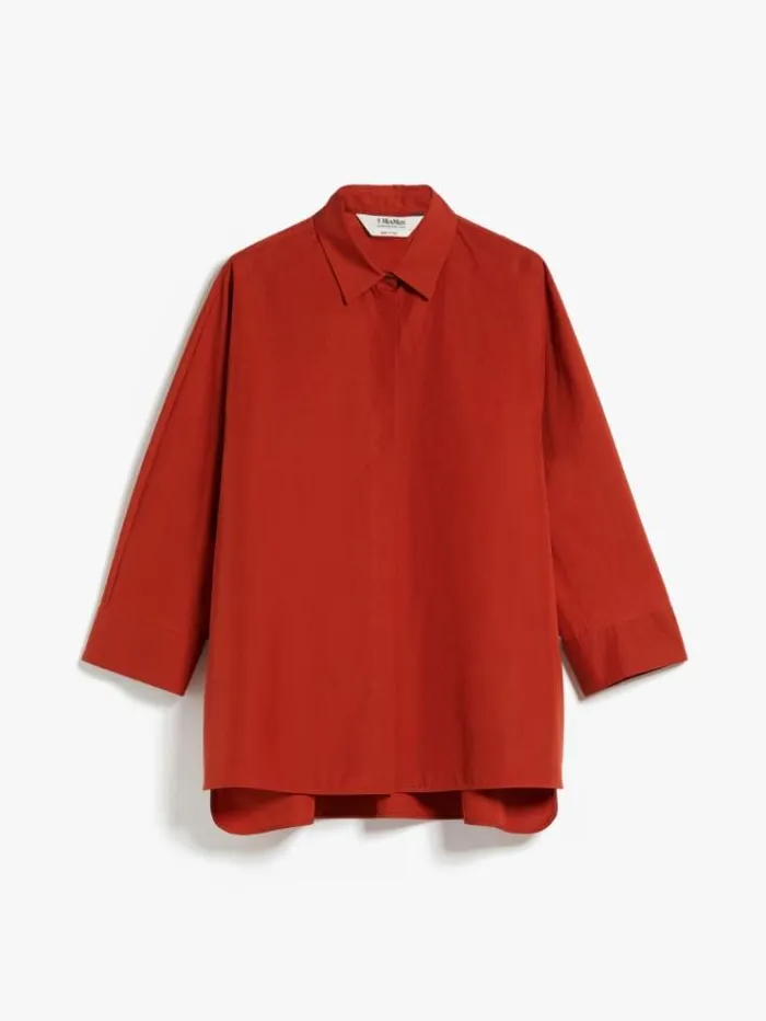 Woman Cotton Poplin Shirt Orange Maxmara Shirts And Tops Woman Cotton Poplin Shirt Orange Maxmara Shirts And Tops