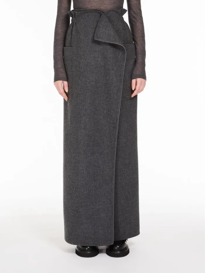 Woman Flannel Wrap Skirt Medium Grey Maxmara Skirts