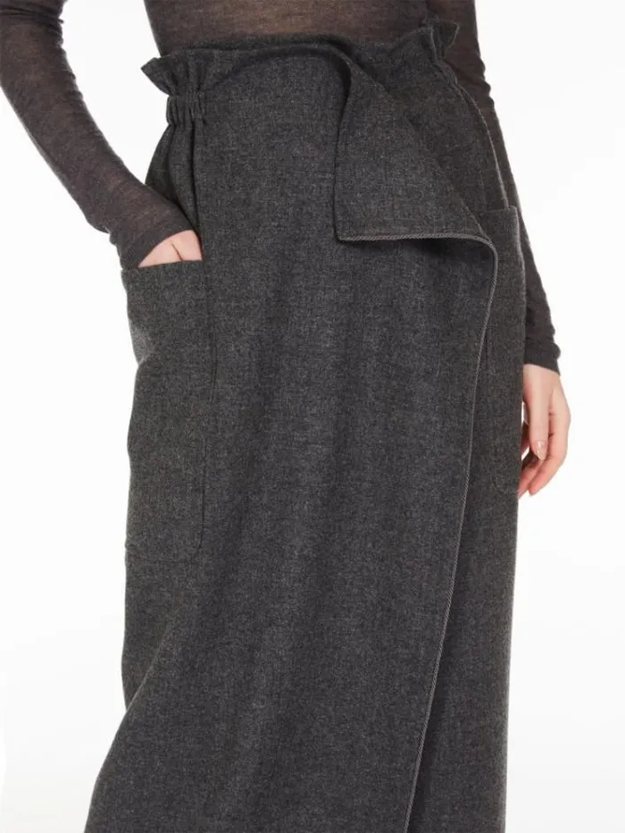 Woman Flannel Wrap Skirt Medium Grey Maxmara Skirts Woman Flannel Wrap Skirt Medium Grey Maxmara Skirts