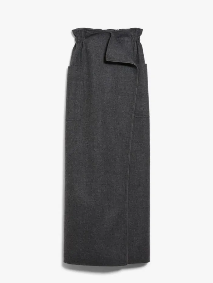 Woman Flannel Wrap Skirt Medium Grey Maxmara Skirts Woman Flannel Wrap Skirt Medium Grey Maxmara Skirts