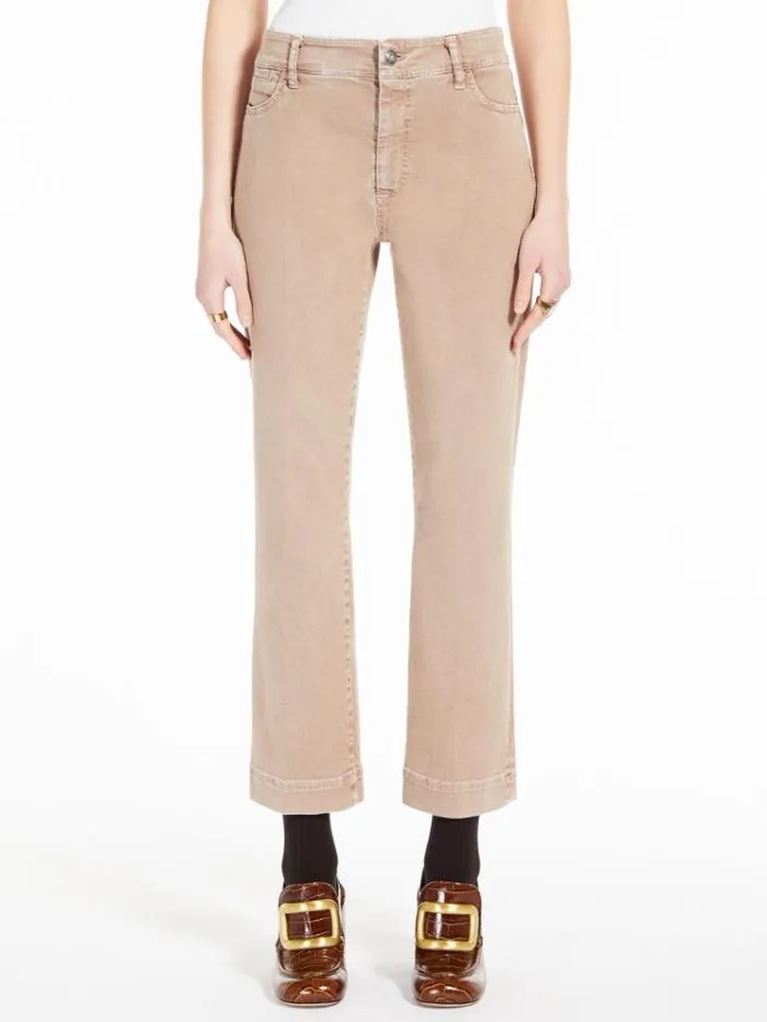 Woman Flared Stretch Denim Jeans Beige Maxmara Trousers