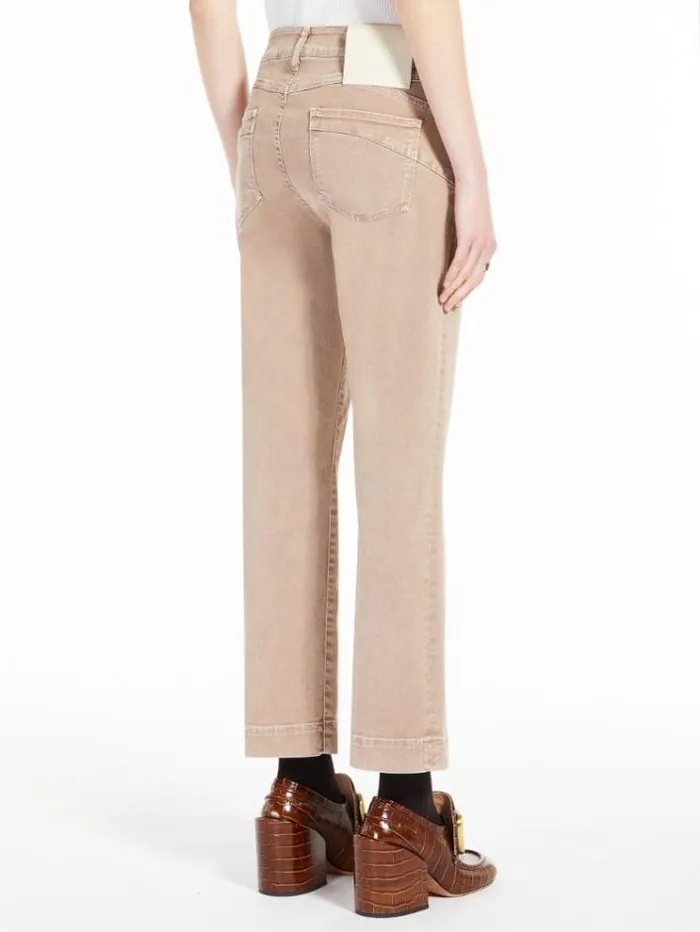 Woman Flared Stretch Denim Jeans Beige Maxmara Trousers Woman Flared Stretch Denim Jeans Beige Maxmara Trousers