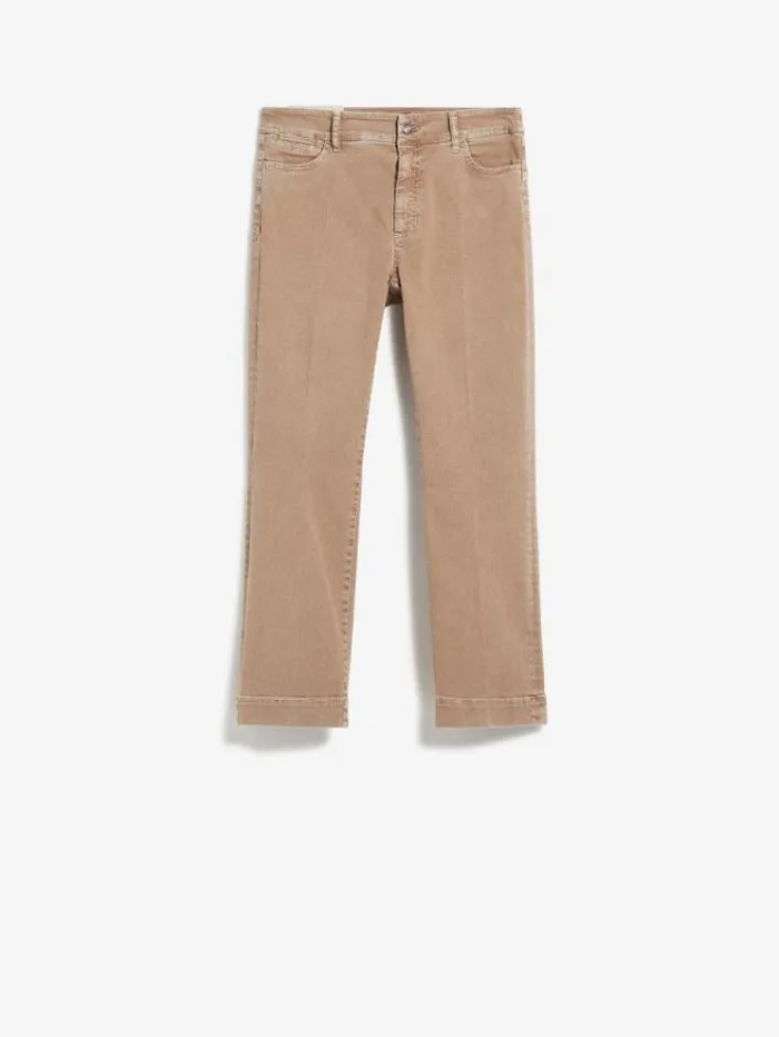 Woman Flared Stretch Denim Jeans Beige Maxmara Trousers Woman Flared Stretch Denim Jeans Beige Maxmara Trousers