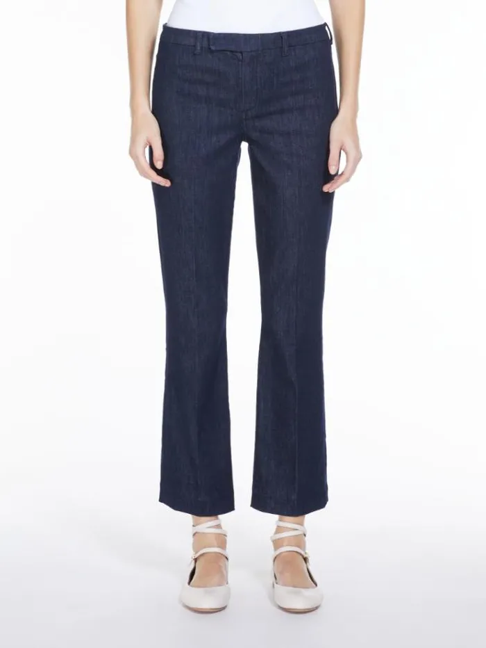 Woman Flared Stretch Denim Trousers Midnightblue Maxmara Trousers