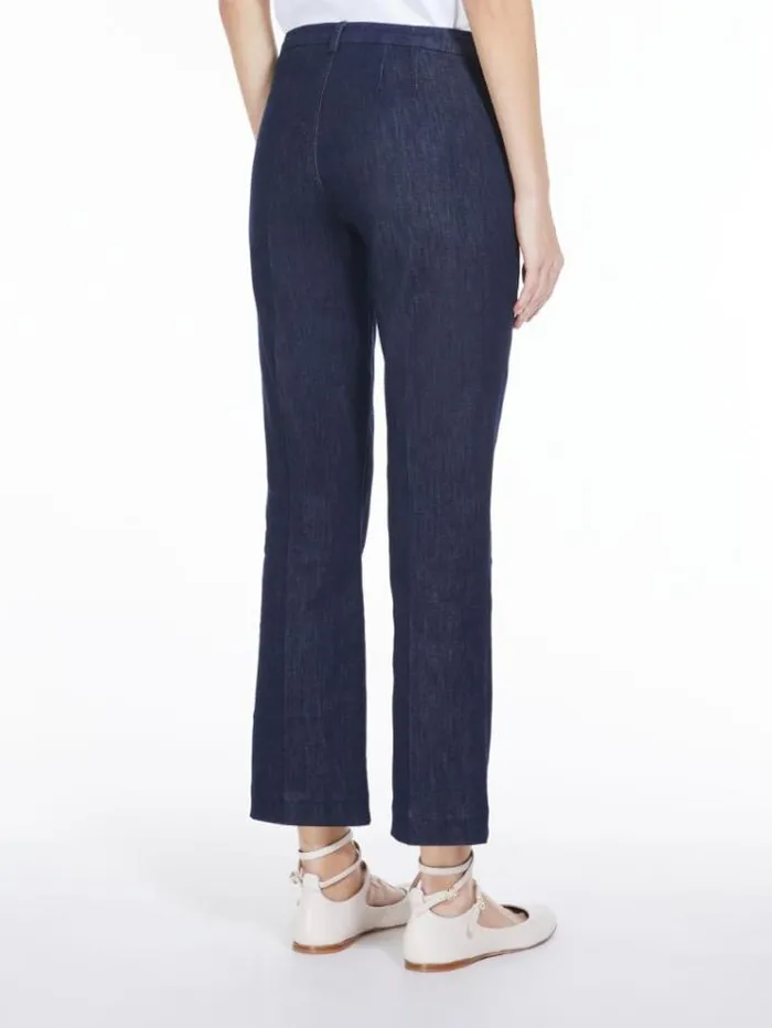 Woman Flared Stretch Denim Trousers Midnightblue Maxmara Trousers Woman Flared Stretch Denim Trousers Midnightblue Maxmara Trousers