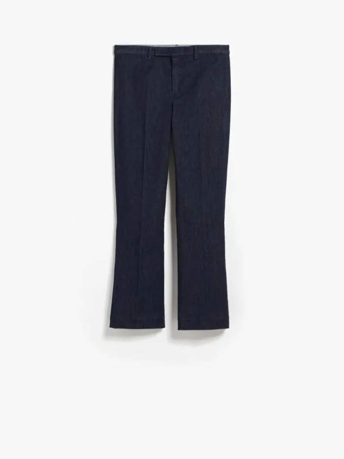 Woman Flared Stretch Denim Trousers Midnightblue Maxmara Trousers Woman Flared Stretch Denim Trousers Midnightblue Maxmara Trousers