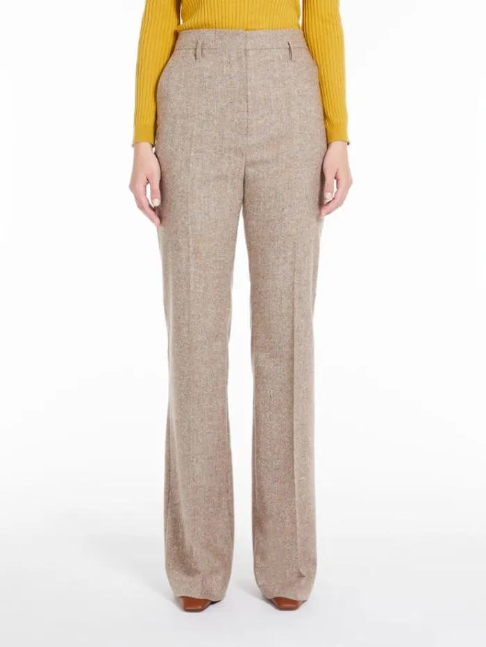 Woman Flared Stretch Wool Trousers Camel Maxmara Suit