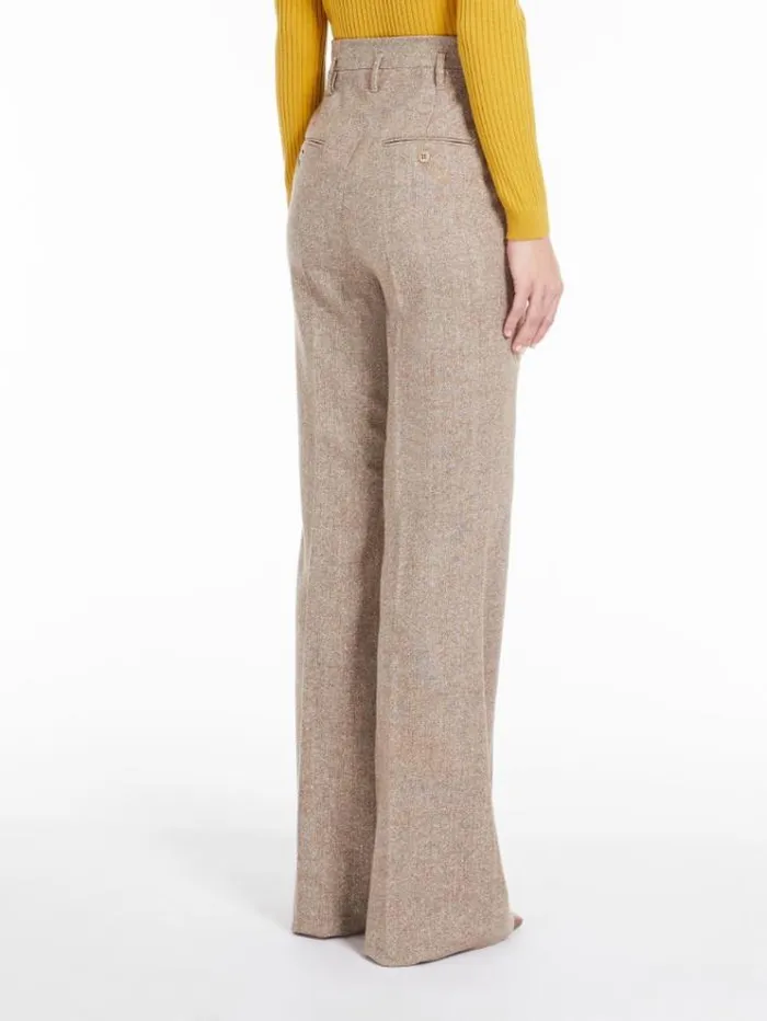 Woman Flared Stretch Wool Trousers Camel Maxmara Suit Woman Flared Stretch Wool Trousers Camel Maxmara Suit