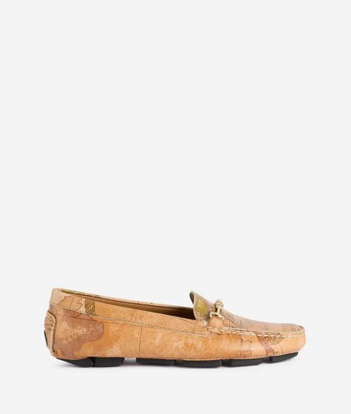 Woman Flat Shoes Alviero Martini Napa Leather Moccasins With 1c Logo Horsebit Geo Classic