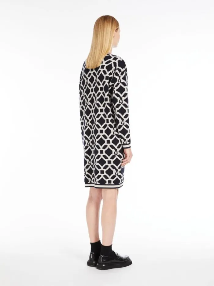 Woman Jacquardknit Wool And Cashmere Dress Midnightblue Maxmara Dresses Woman Jacquardknit Wool And Cashmere Dress Midnightblue Maxmara Dresses