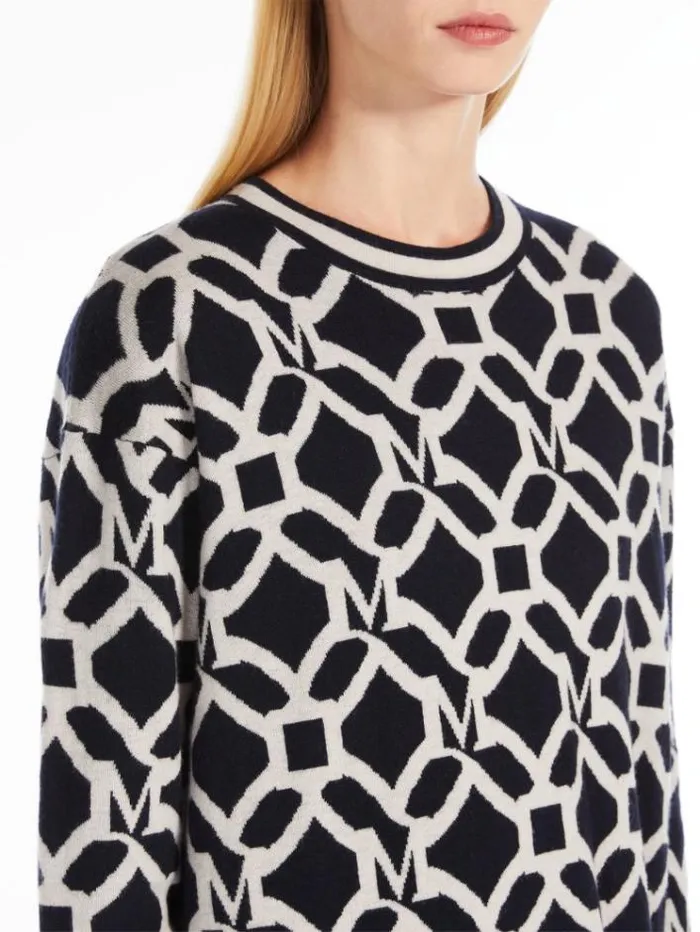 Woman Jacquardknit Wool And Cashmere Dress Midnightblue Maxmara Dresses Woman Jacquardknit Wool And Cashmere Dress Midnightblue Maxmara Dresses