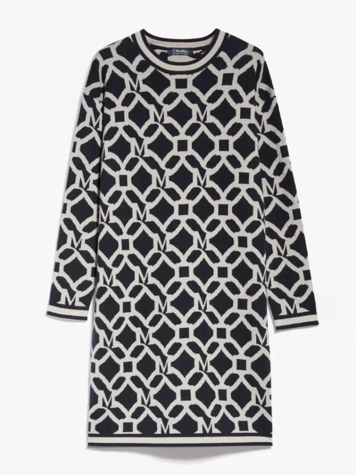Woman Jacquardknit Wool And Cashmere Dress Midnightblue Maxmara Dresses Woman Jacquardknit Wool And Cashmere Dress Midnightblue Maxmara Dresses
