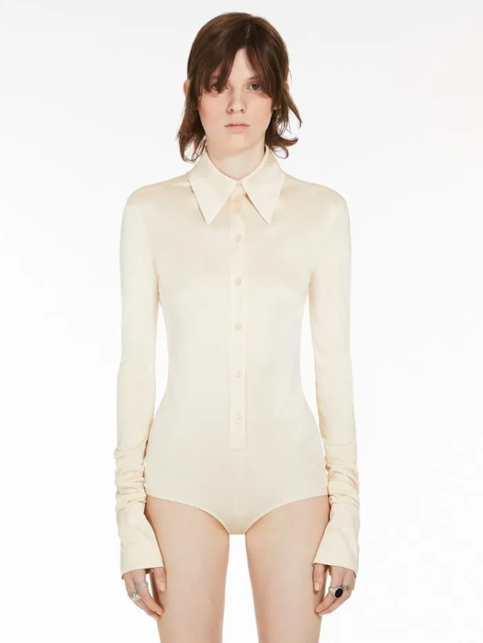 Woman Jersey Shirt Bodysuit Ivory Maxmara Shirts And Tops